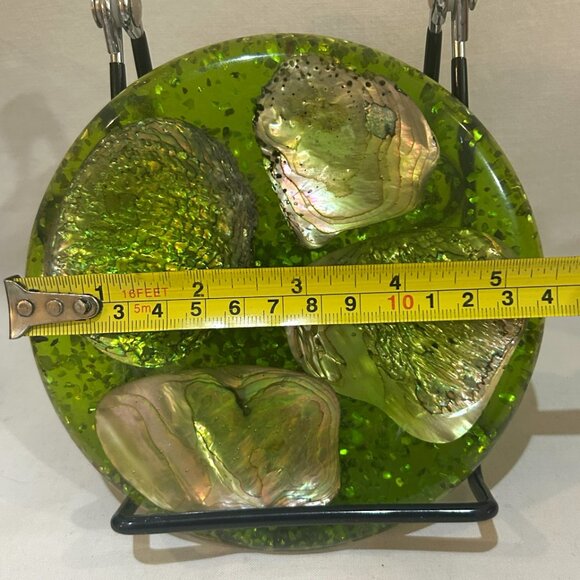 VTG MCM Pacific Ocean Abalone Seashell Lucite Trivet Hot Plate 5.5" Hyler - Picture 2 of 5
